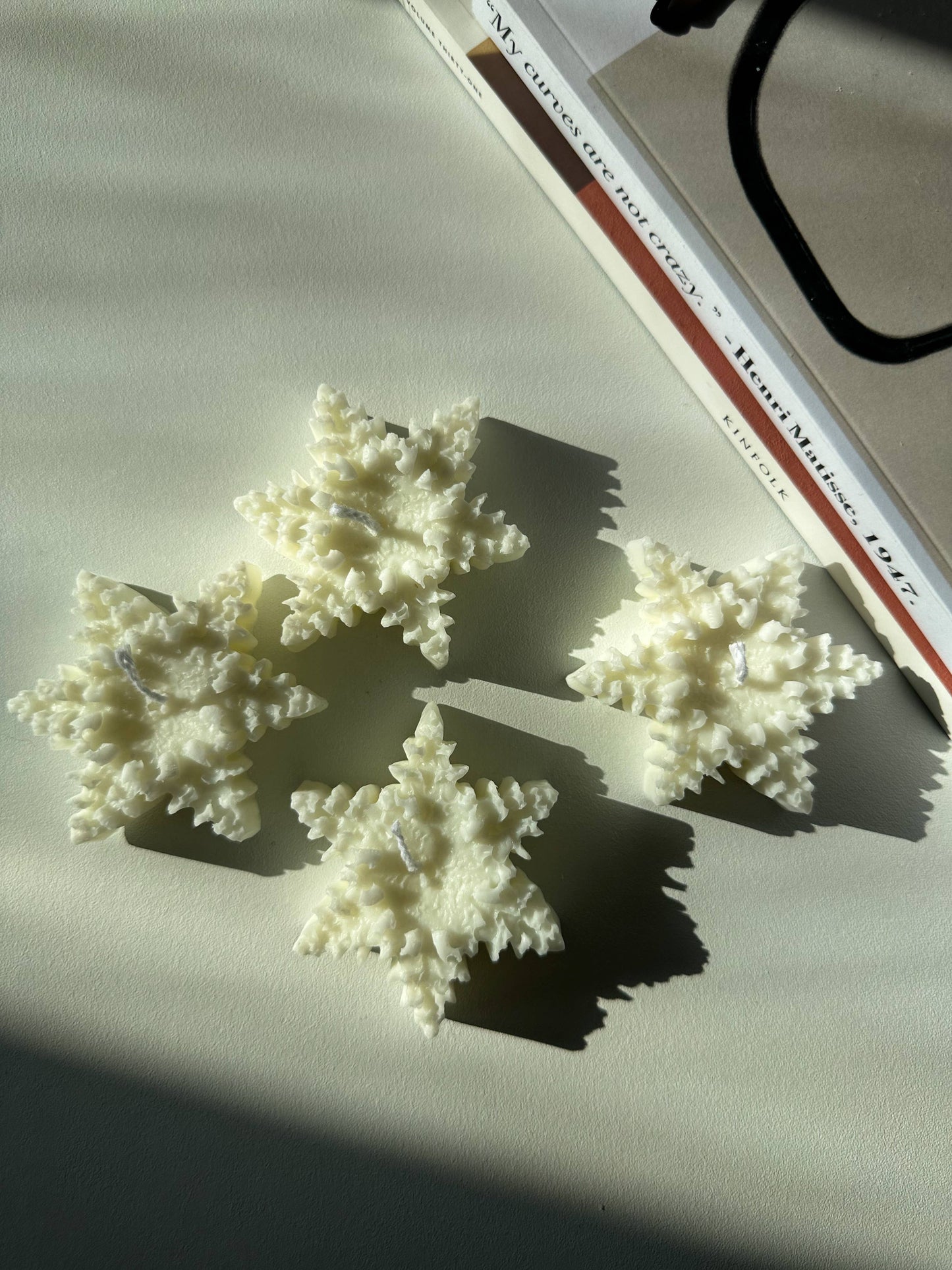 Small Snowflake Candle in White