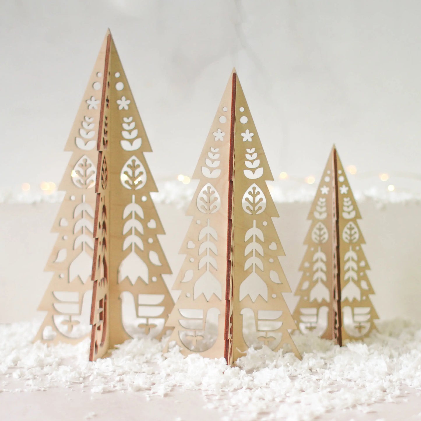 Christmas Tree Set in Folk Cutout Design