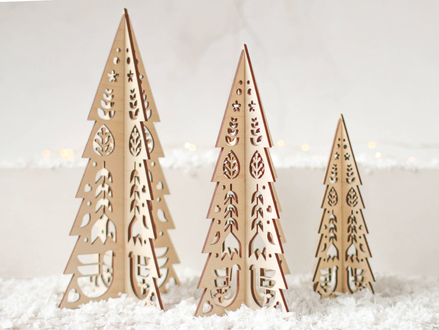 Christmas Tree Set in Folk Cutout Design