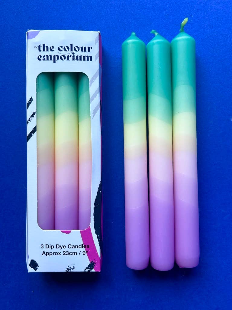 Unicorn Rainbows Dip Dye Dinner Candles Trio