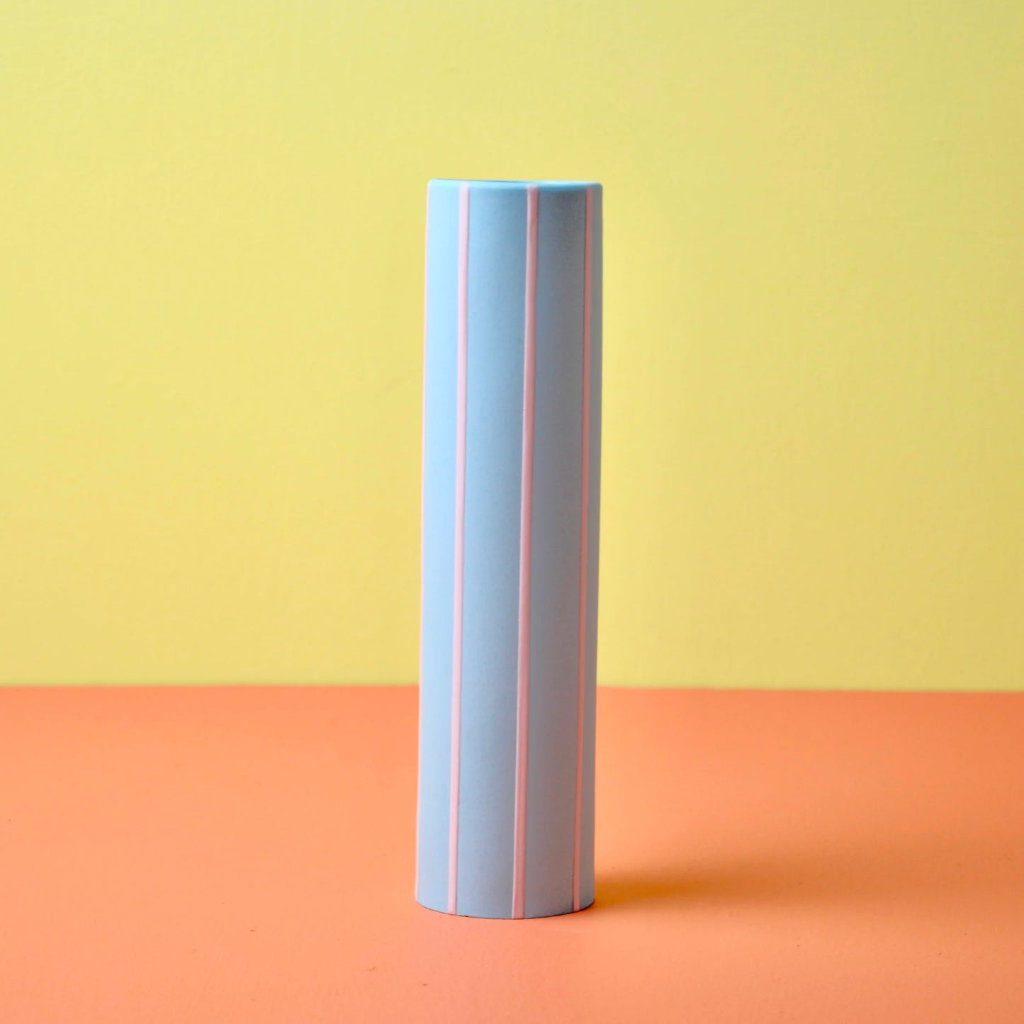 Coloured Striped Vase Turquoise with Pink Stripes