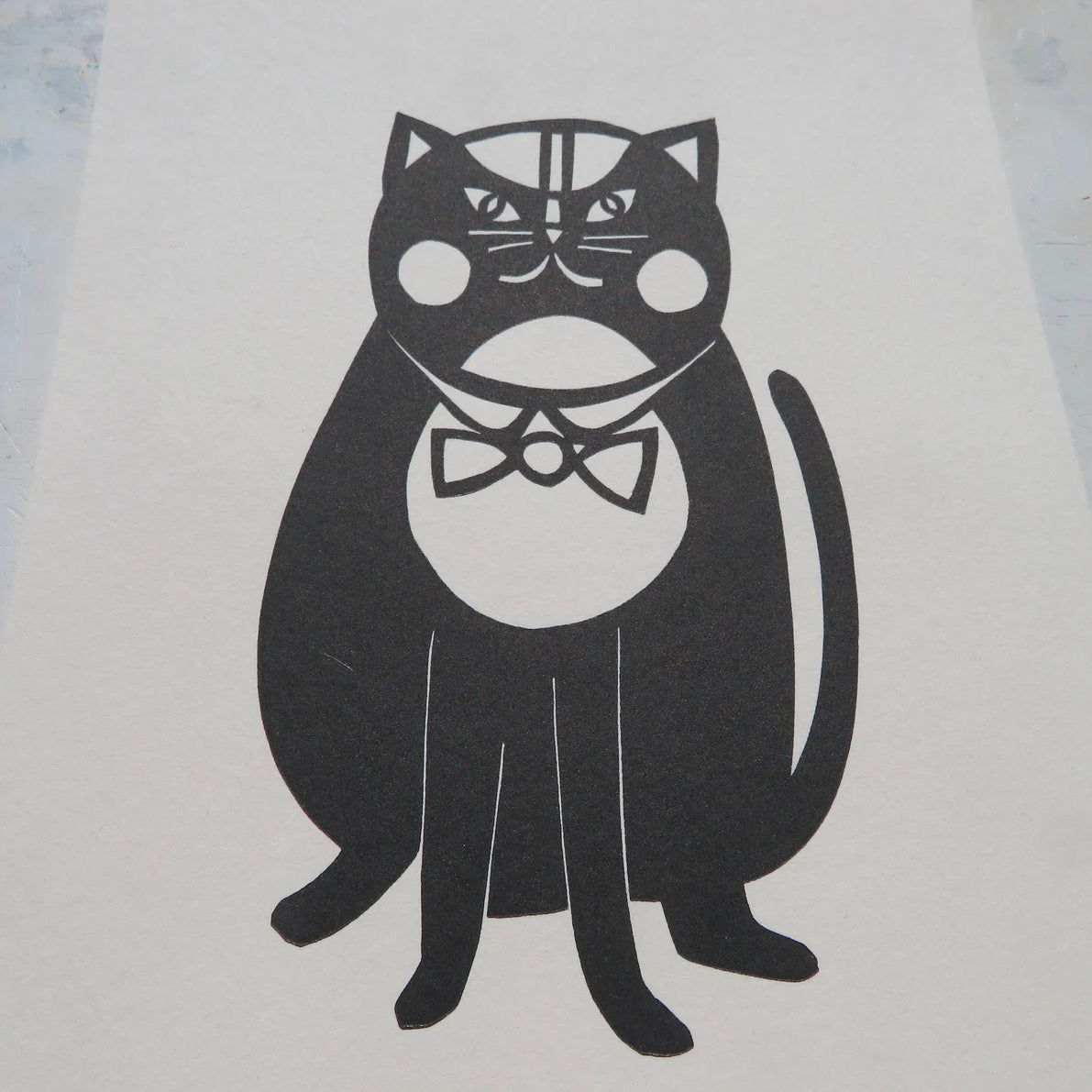 Black Cat Linocut Print