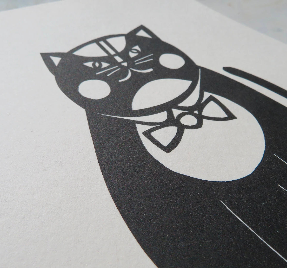 Black Cat Linocut Print