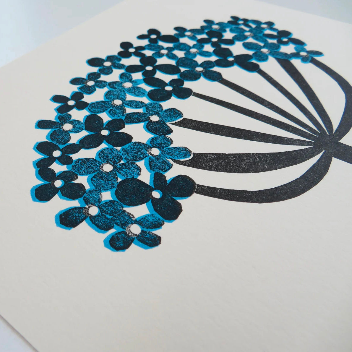 Hydrangea Collagraph Print