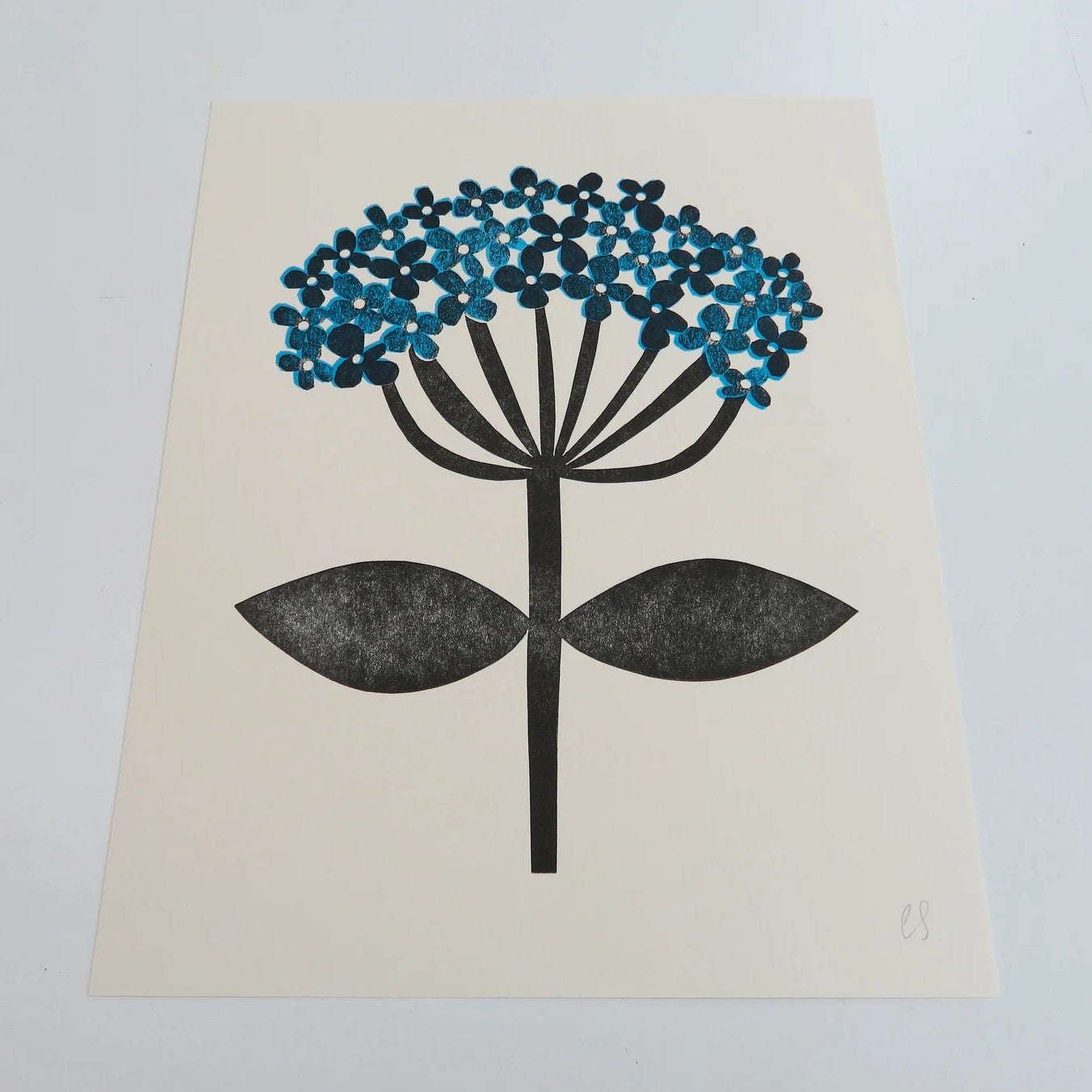 Hydrangea Collagraph Print