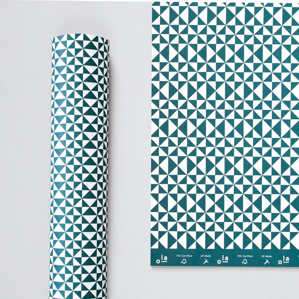 Patterned Gift Wrap - Kaffe in Ultramarine Green