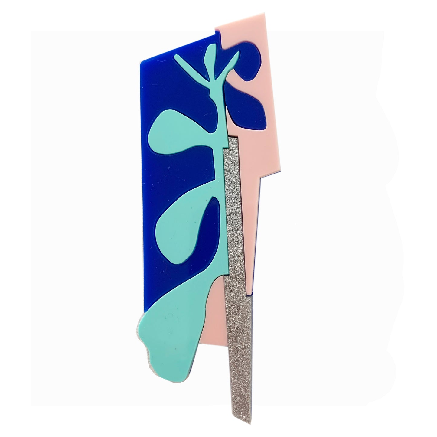 Foxglove Brooch - Acrylic in Pale Blue and Silver