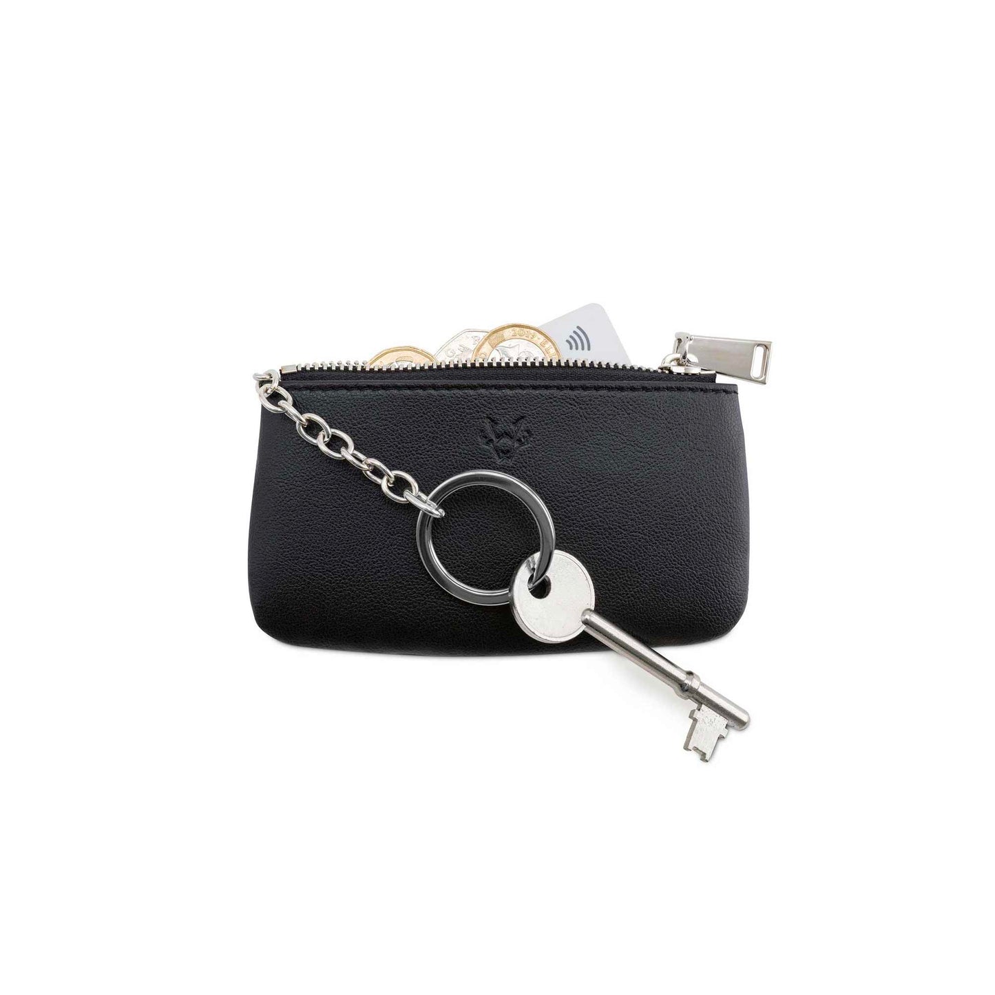 Zipped Coin Purse in Vegan Leather with Key Chain