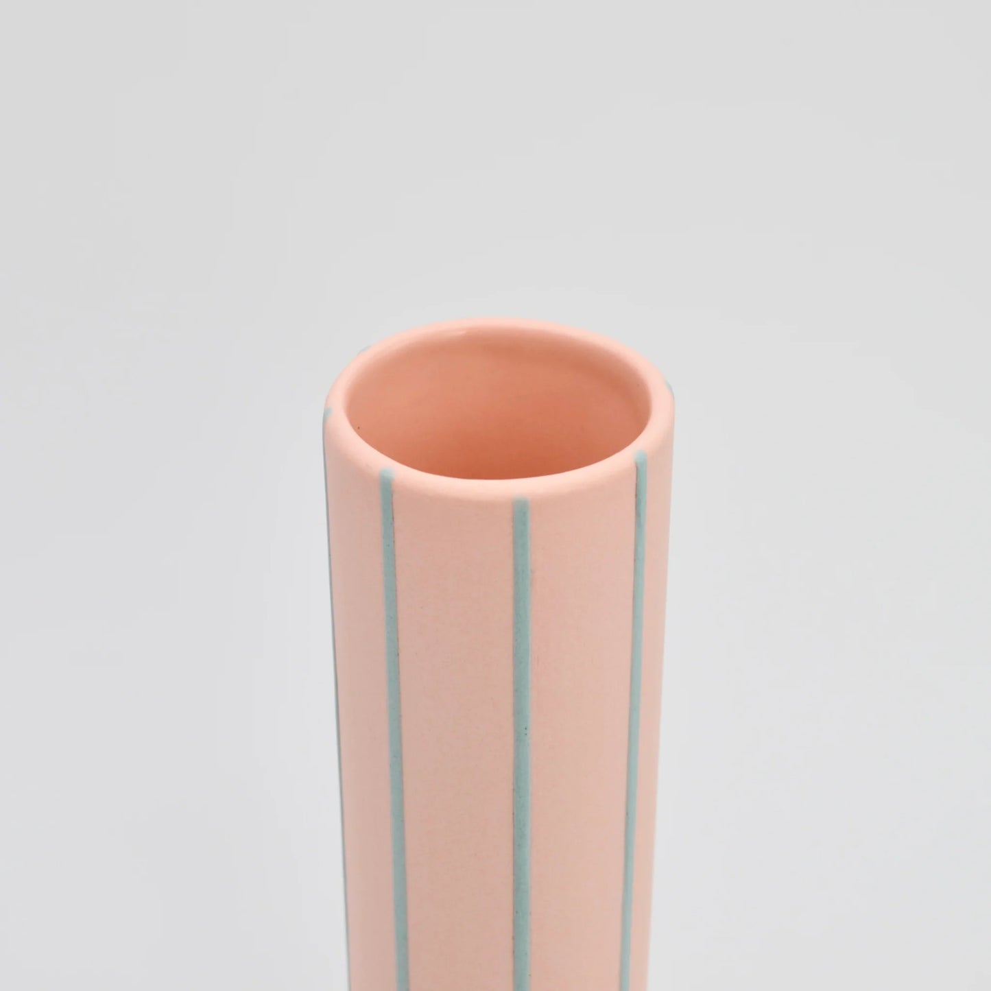 Coloured Striped Vase Pale Pink with Blue Stripes