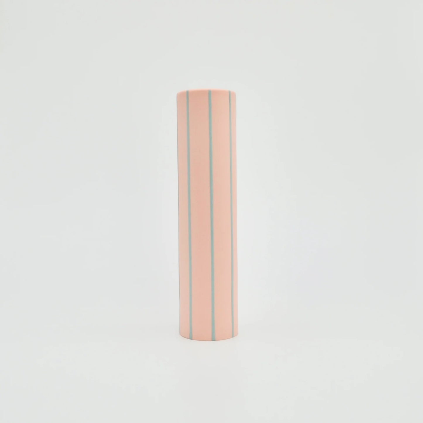 Coloured Striped Vase Pale Pink with Blue Stripes