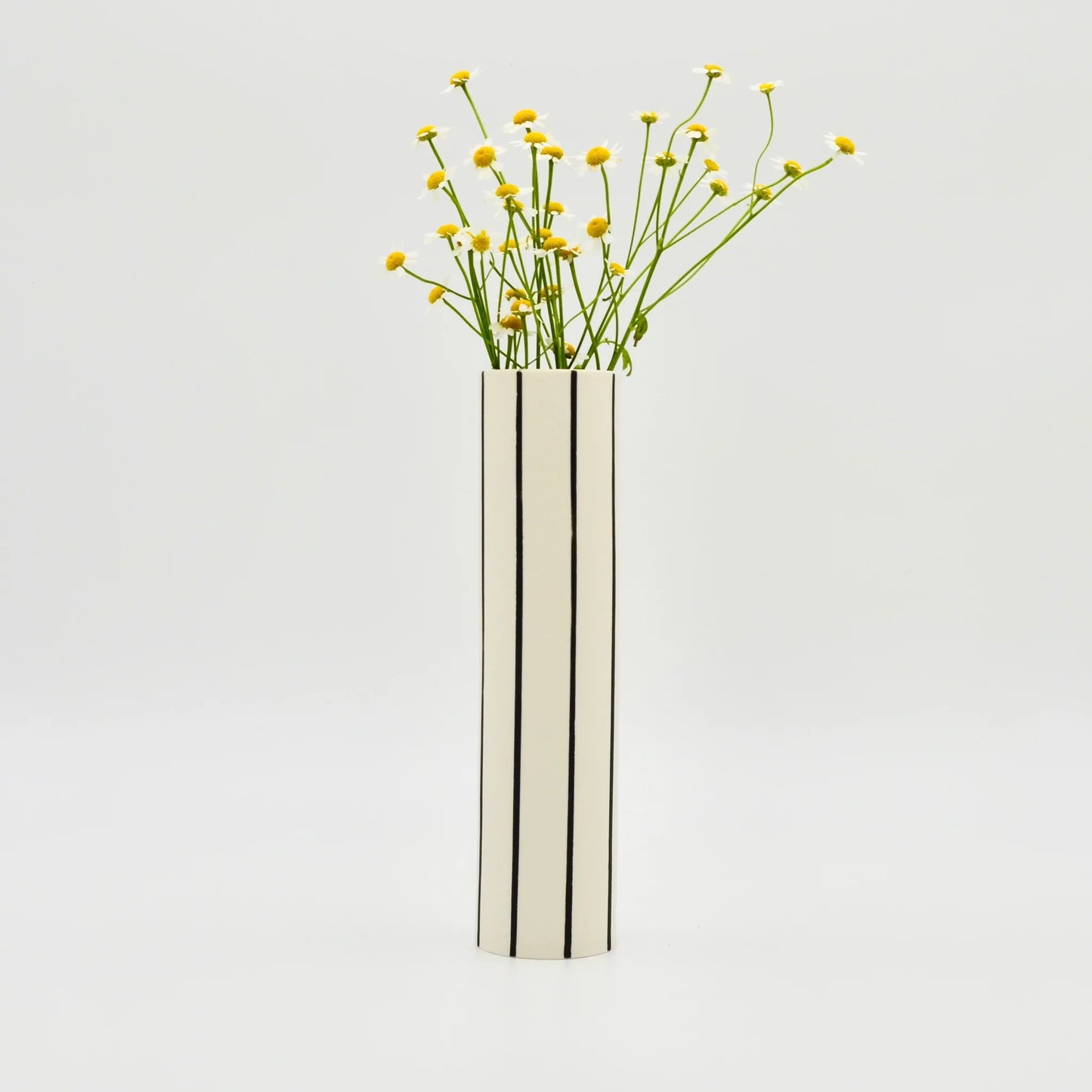 Striped Stem Vase with Black Stripes