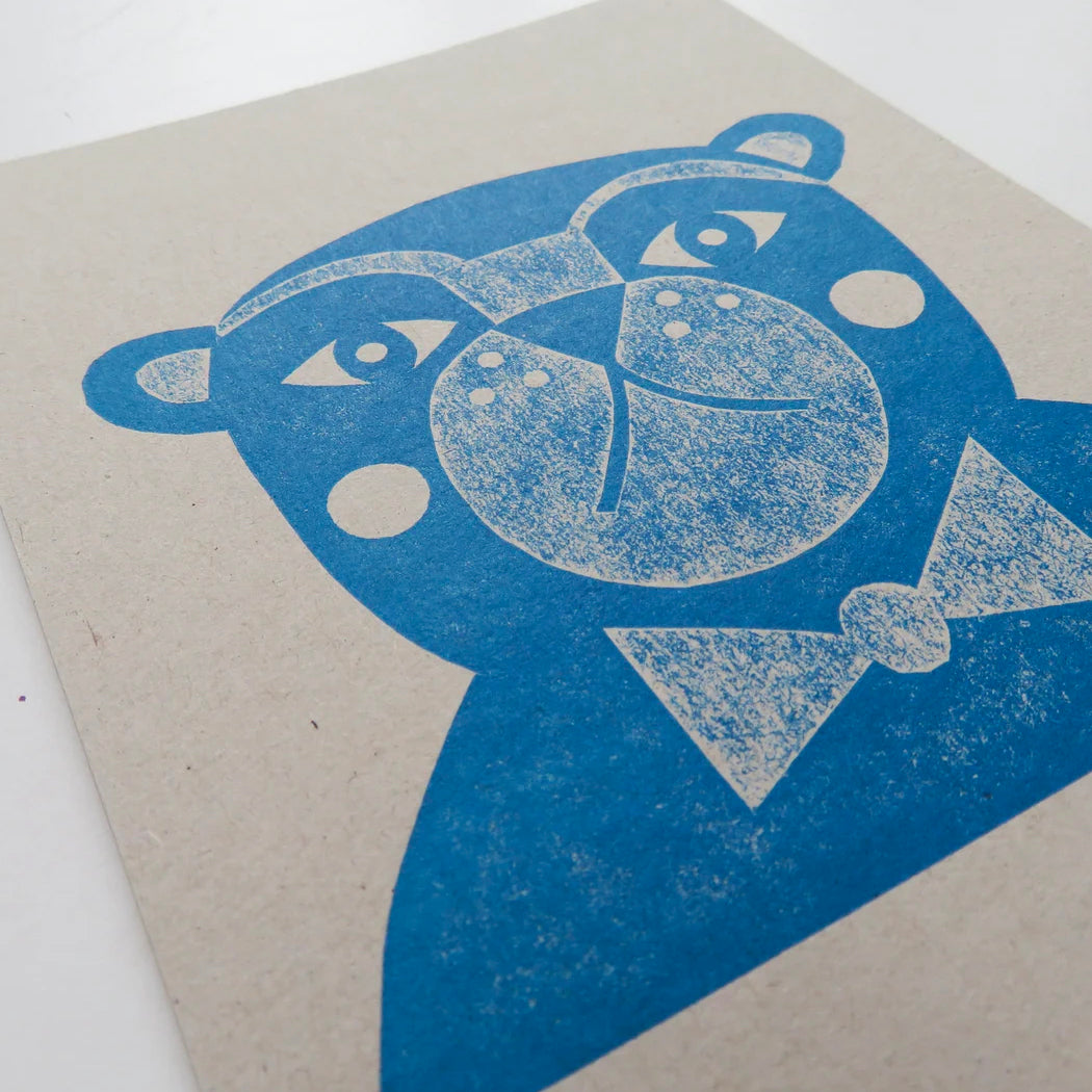 Bernard the Bear Collagraph Print