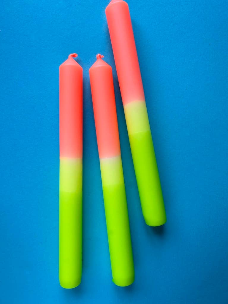 Neon Citrus - Dip Dye Dinner Candle Trio