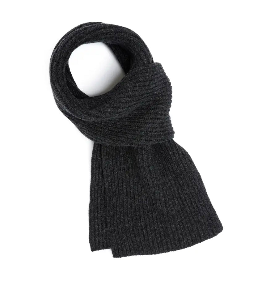 Charcoal Lambswool Fisherman’s Rib Scarf