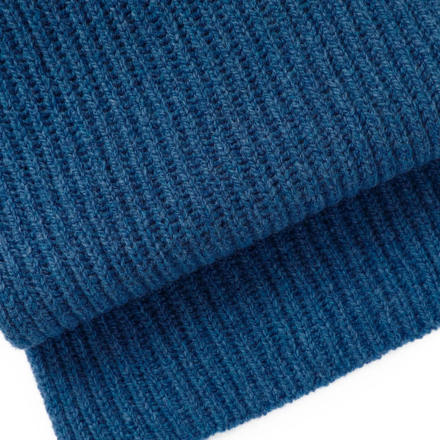 Denim Blue Lambswool Fisherman’s Rib Scarf