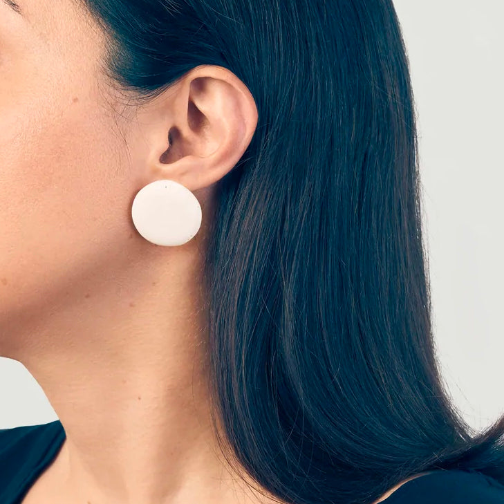 Oscar Stud Earrings White | Steel and Concrete