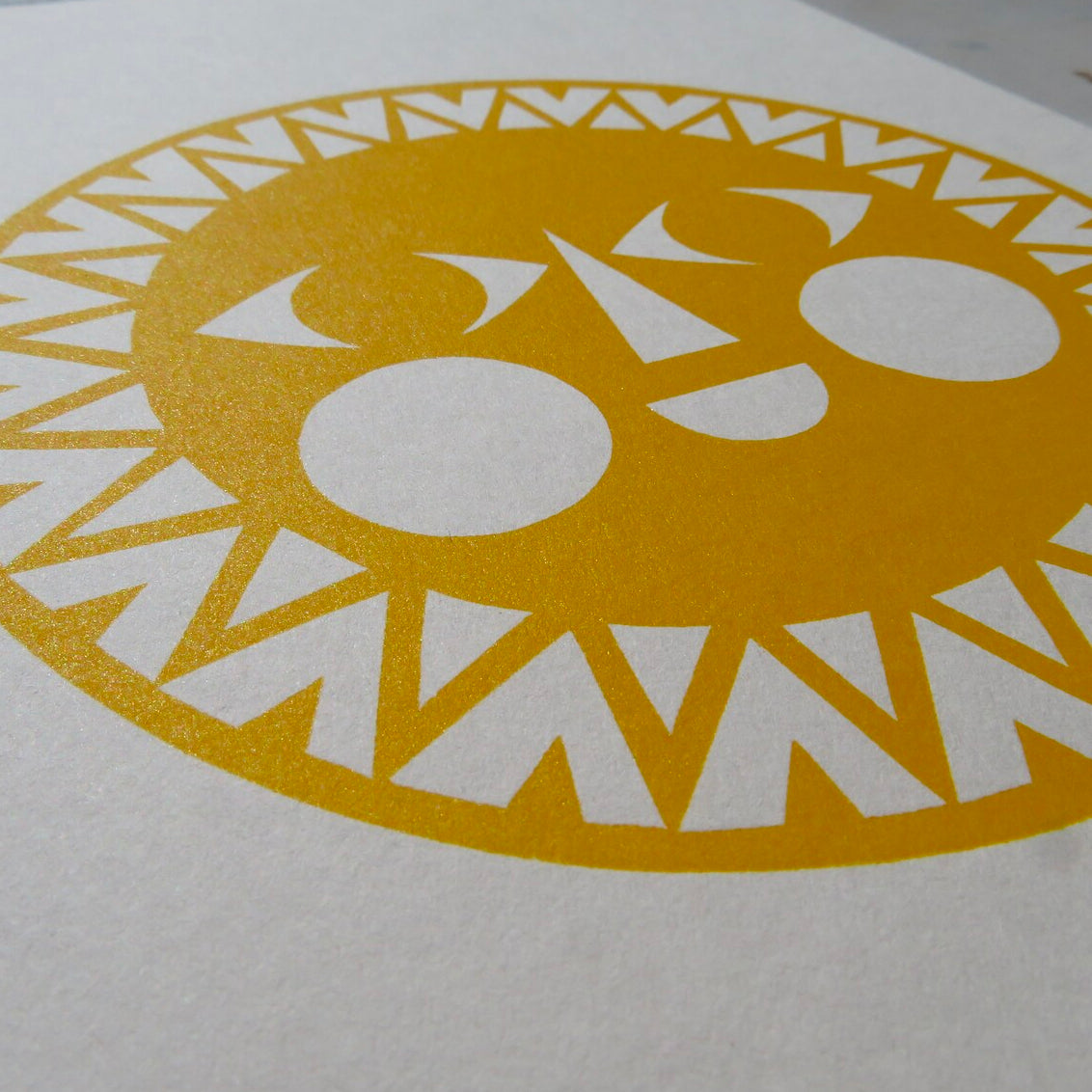 Yellow Sun Linocut Print