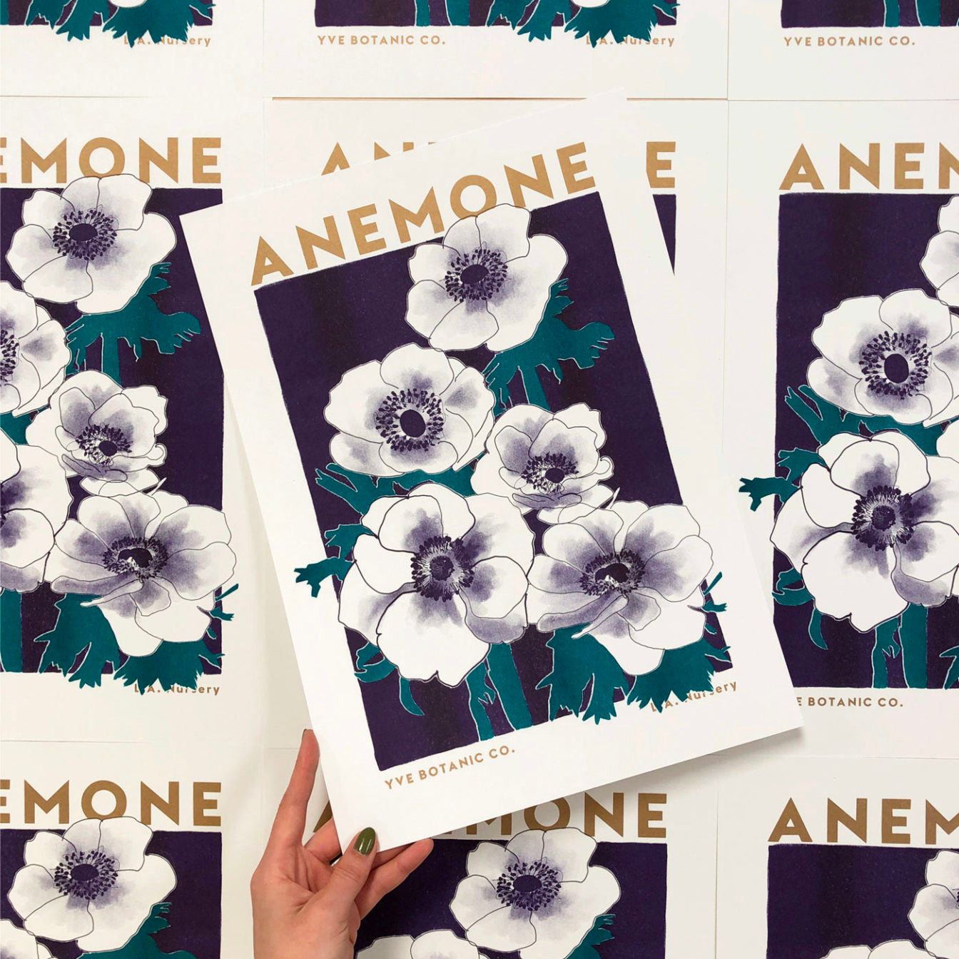Anemone Illustration Risograph Print