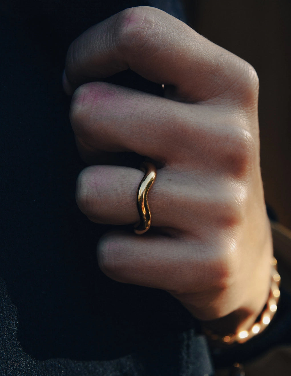 Chunky Irregular Band Ring in Gold