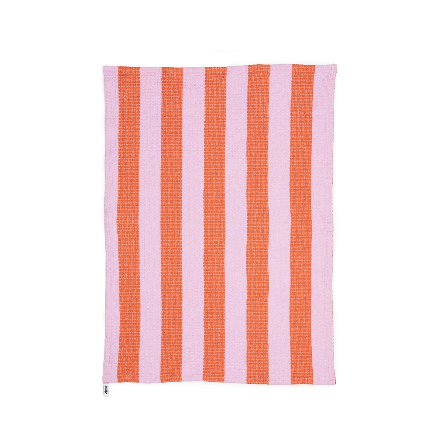 Cotton Waffle Tea Towel 2 Pack: Striped Pink and Green