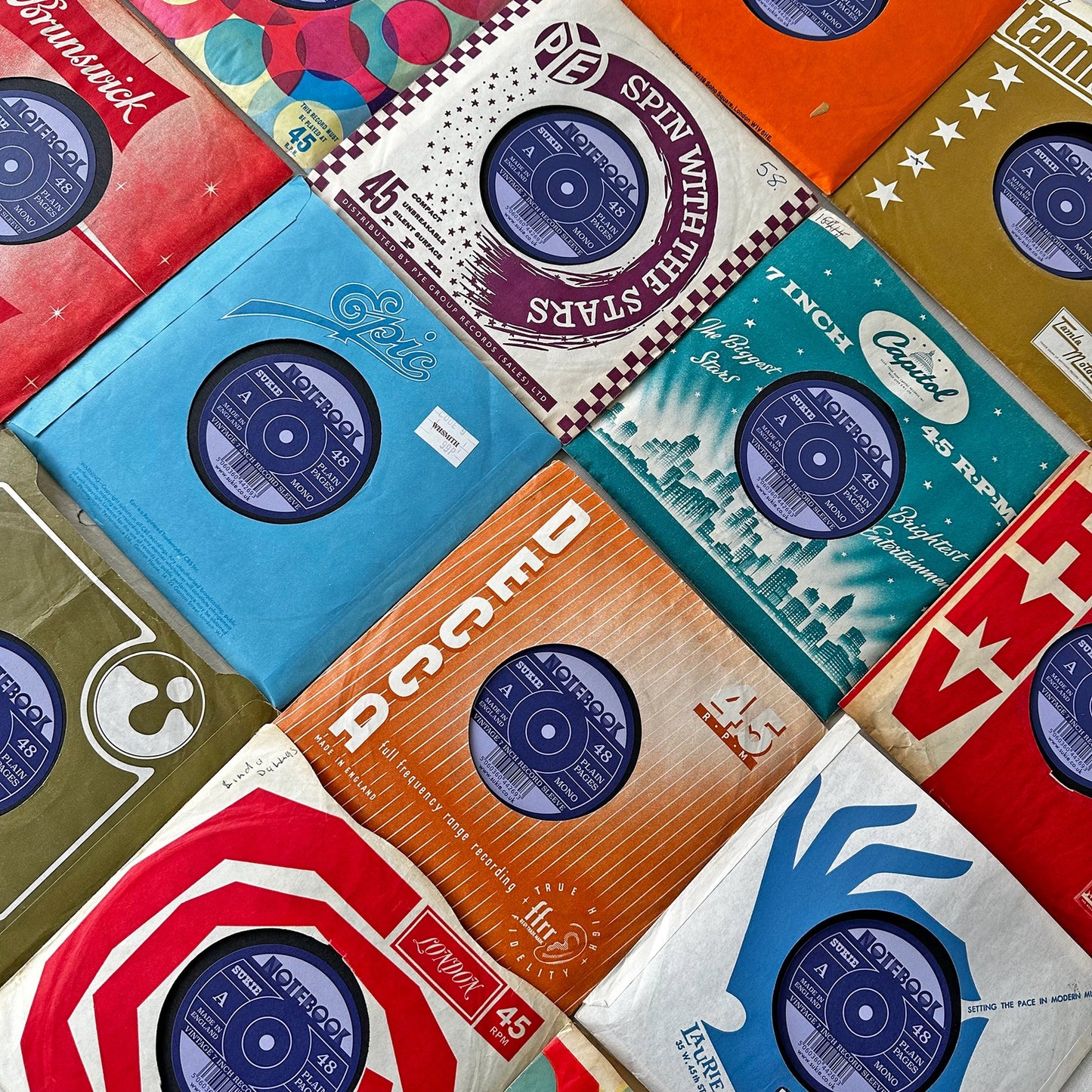 Record Sleeve Notebook with an original 7" vintage record sleeve.