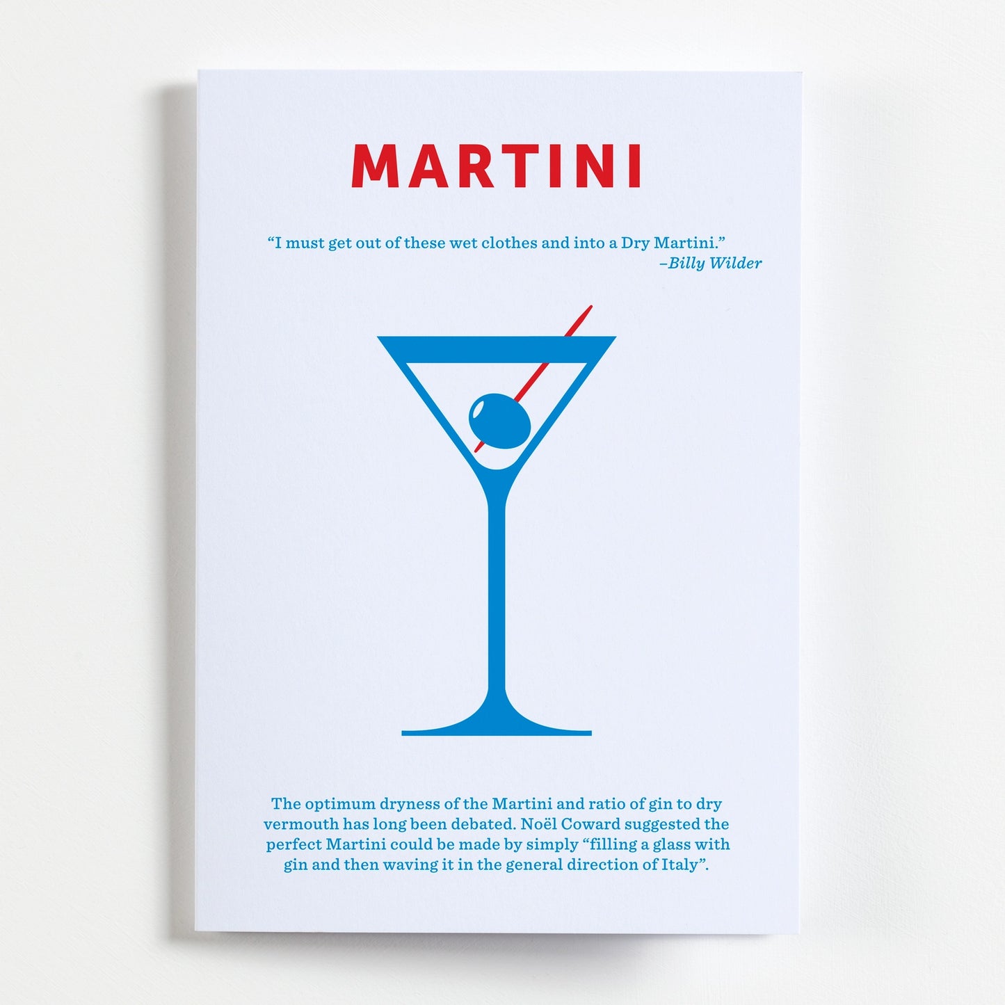 Martini Cocktail Recipe Greetings Card