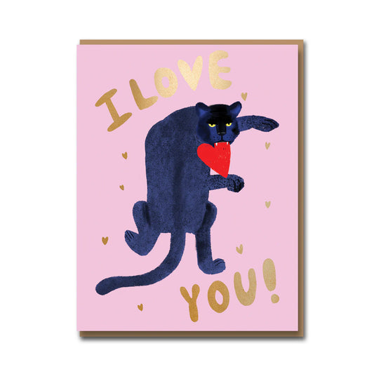 I Love You Big Cat Greetings Card