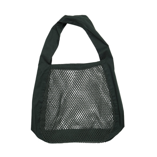 Organic Cotton Net Shoulder Bag in Dark Green