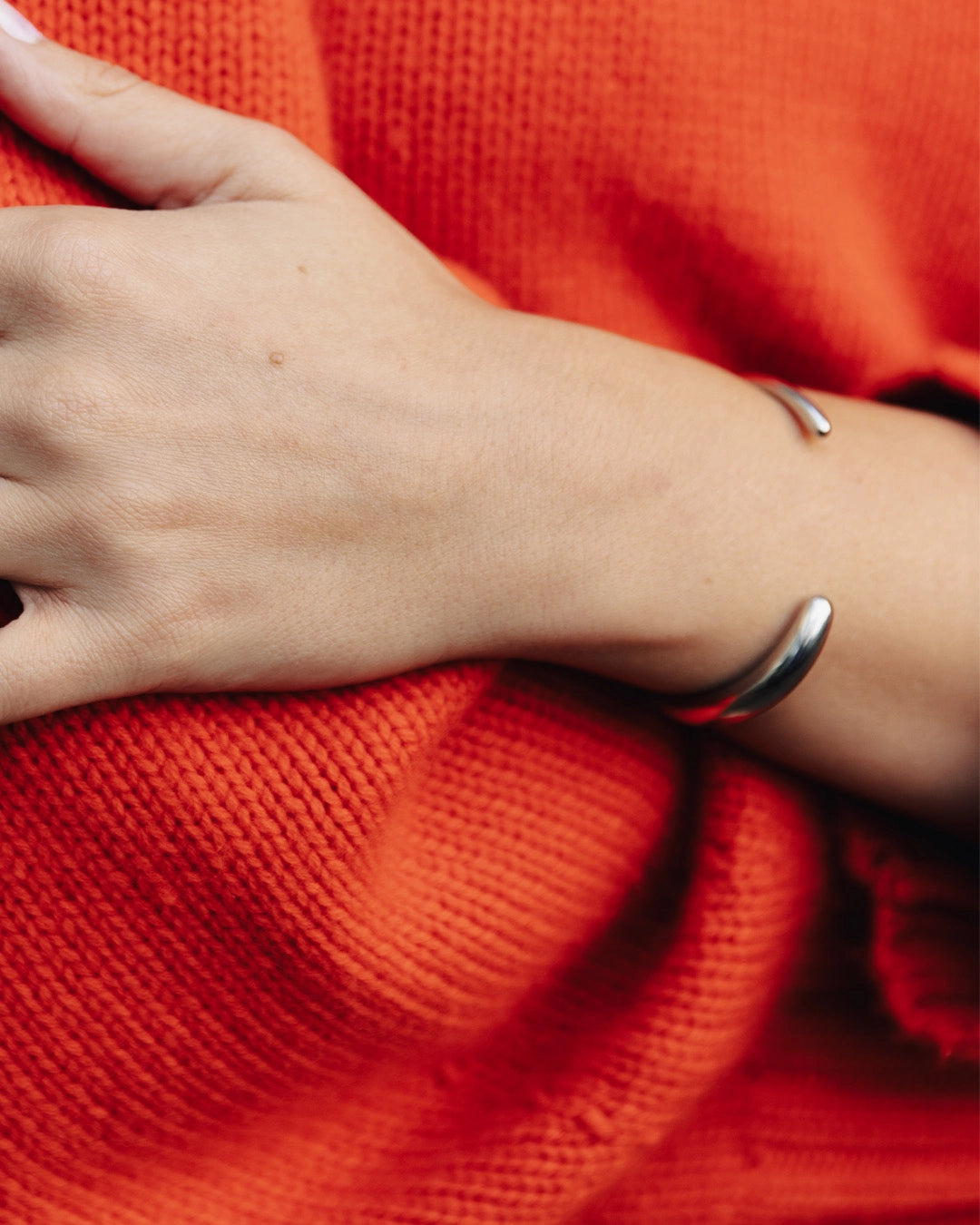 Bold Fluid Cuff Bangle in Silver