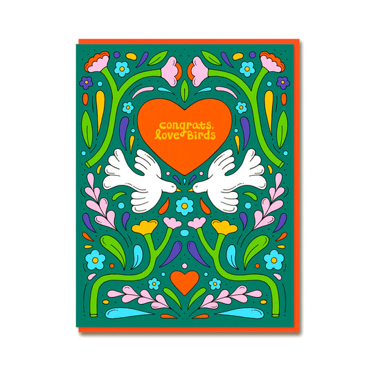 Congrats Love Birds Greetings Card