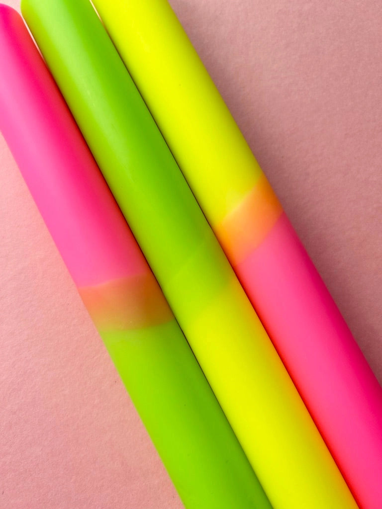 Neon Sugar Dip Dye Dinner Candles Trio