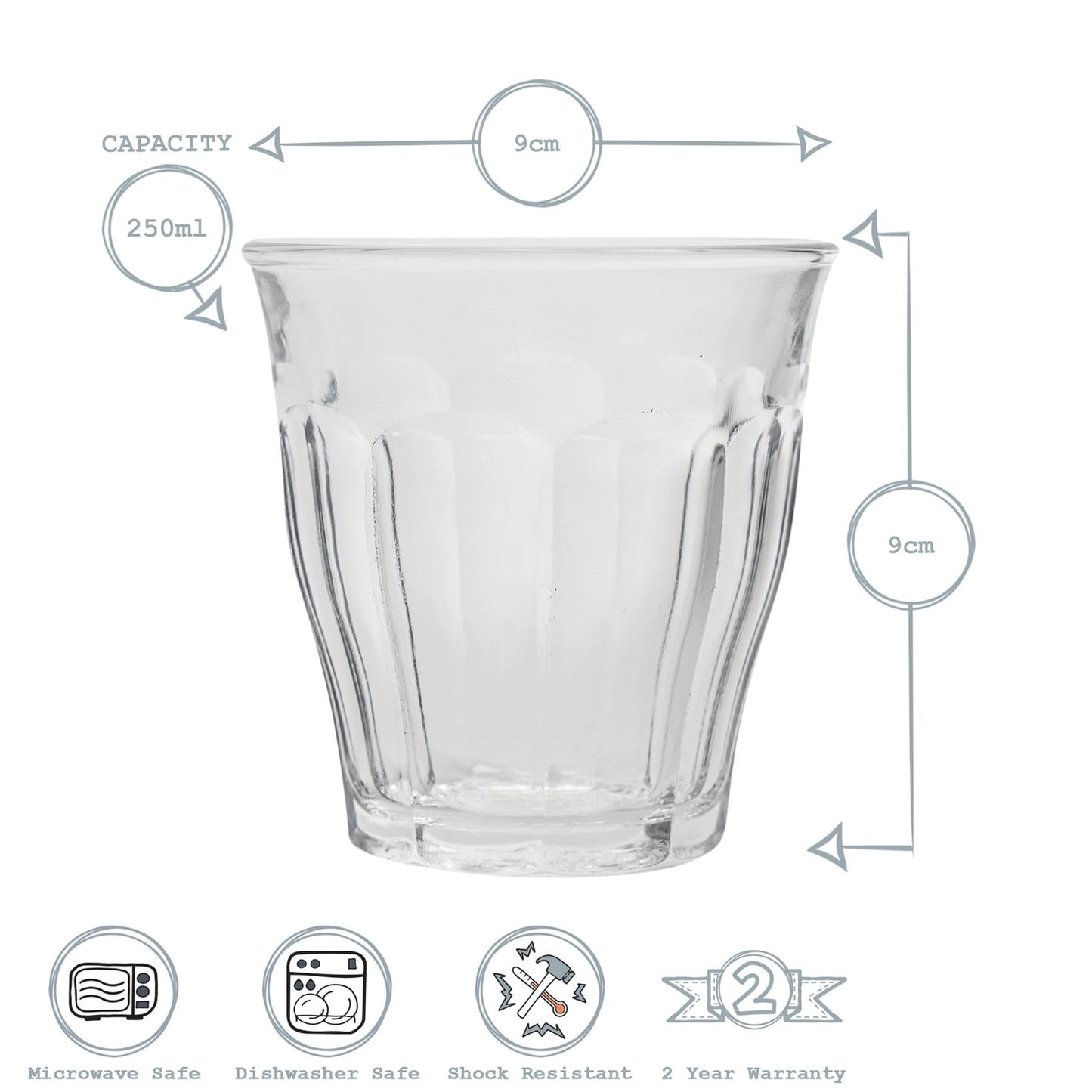 250ml Picardie Glass Tumbler by Duralex