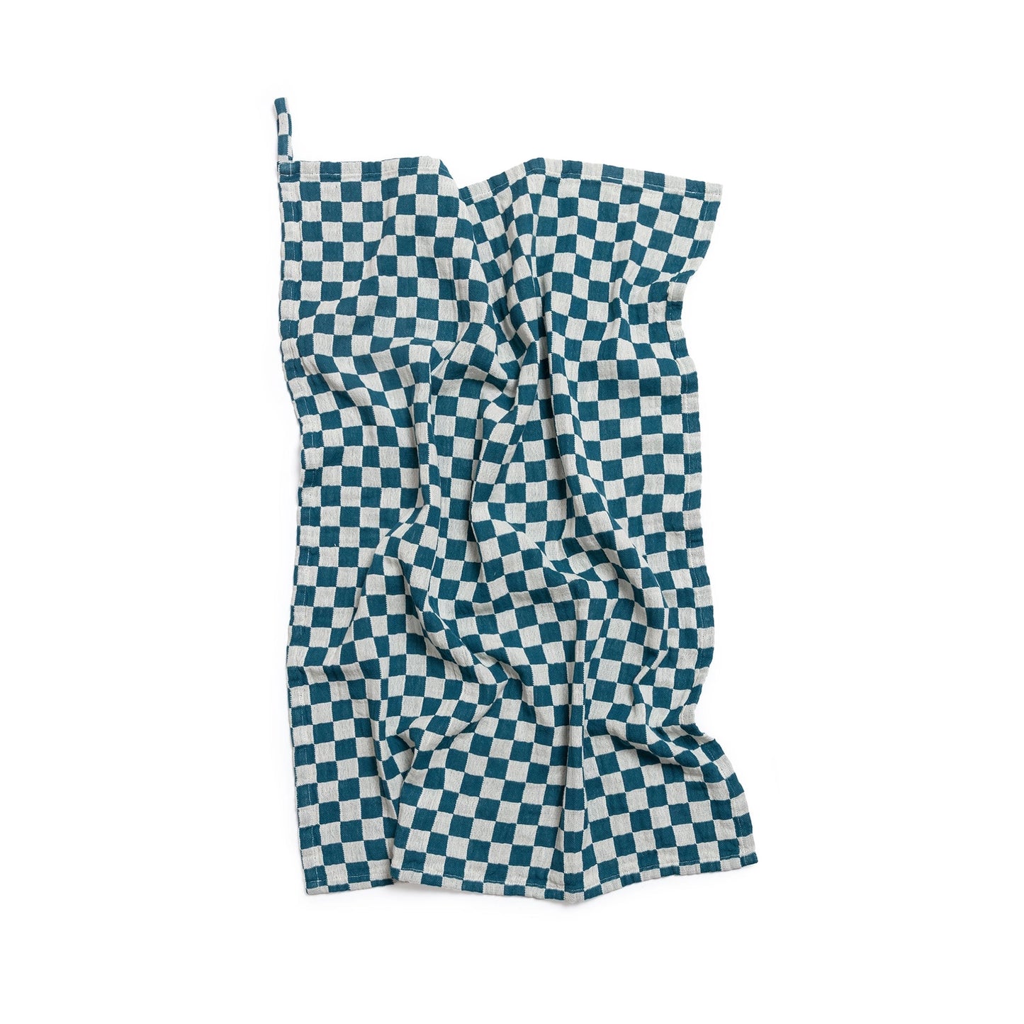 Cotton Hand Towel: Teal Check