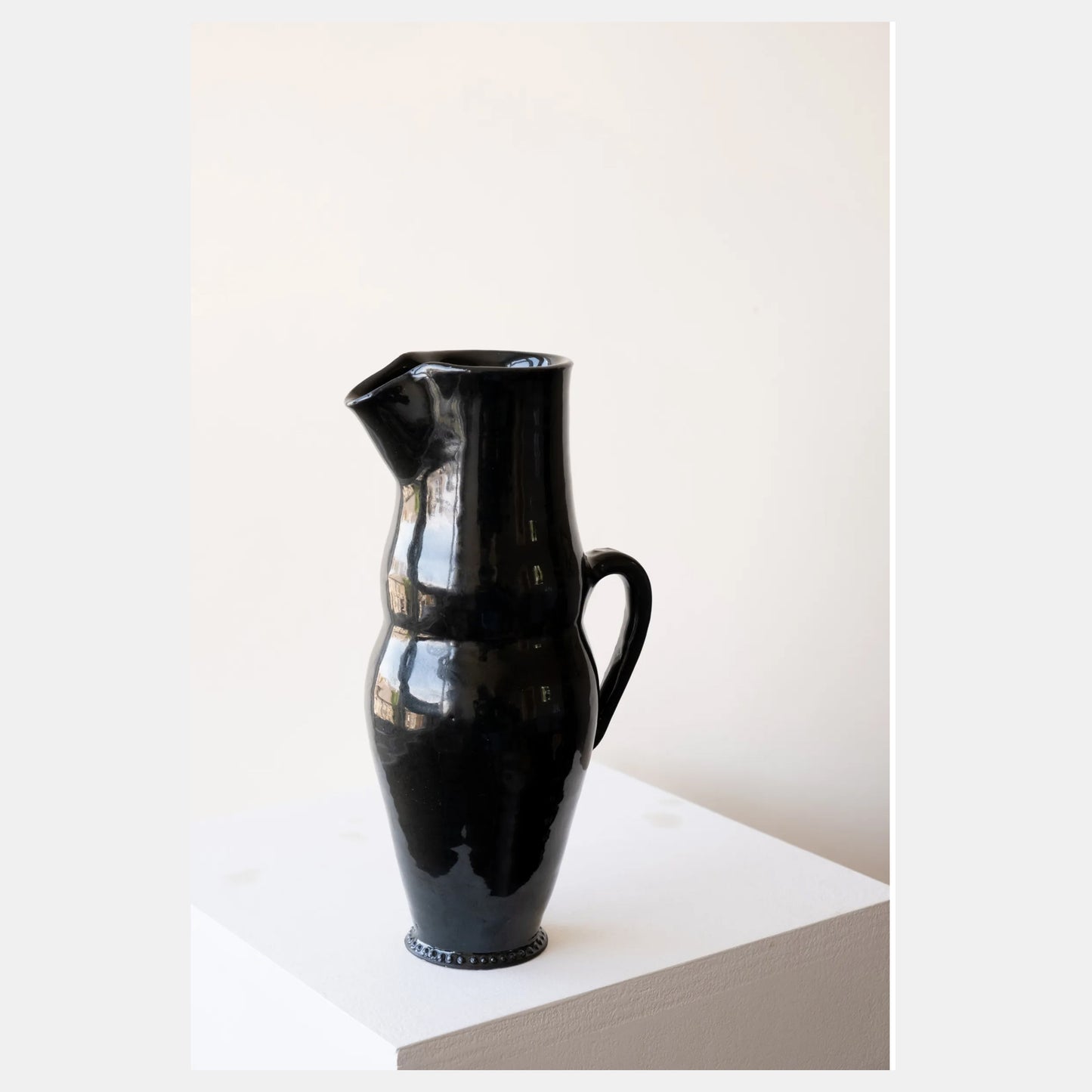 Black Jug with Slip Petals #24-003