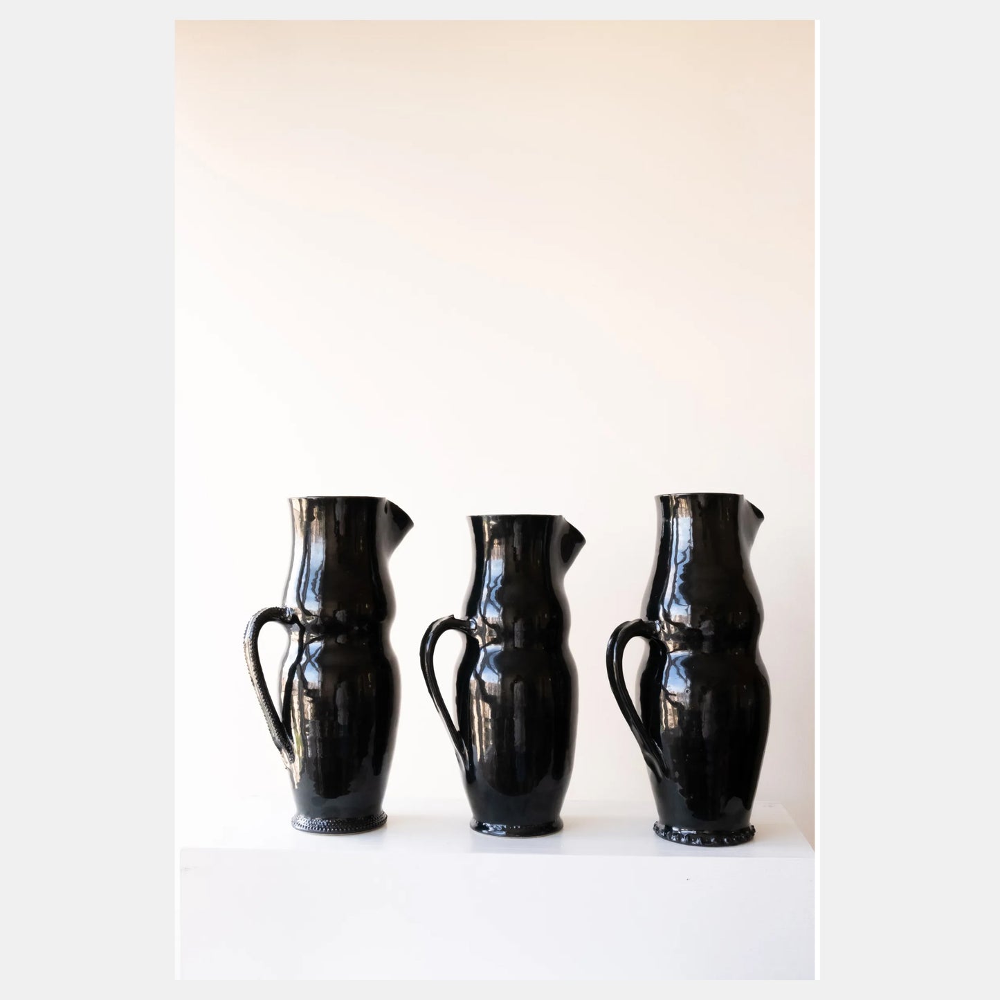 Black Jug with Slip Petals #24-003