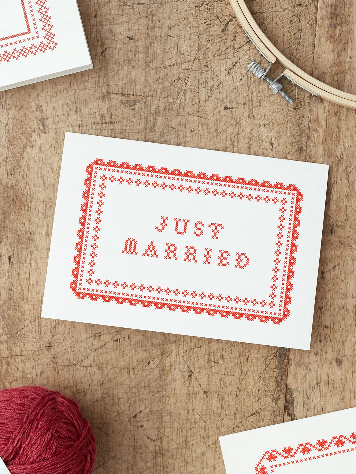 Just Married Cross Stitch Card