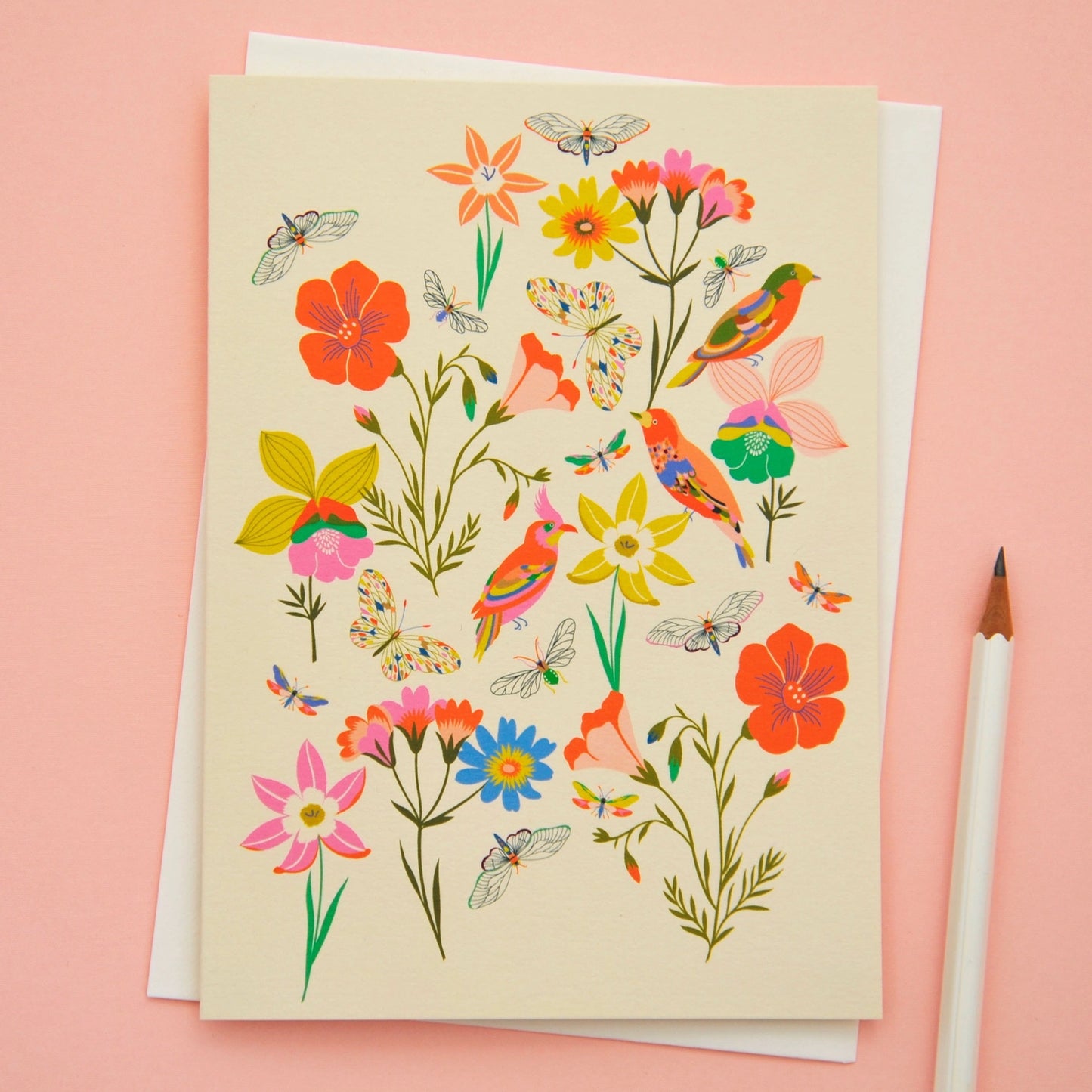 Flowers and Butterflies Greeting Card
