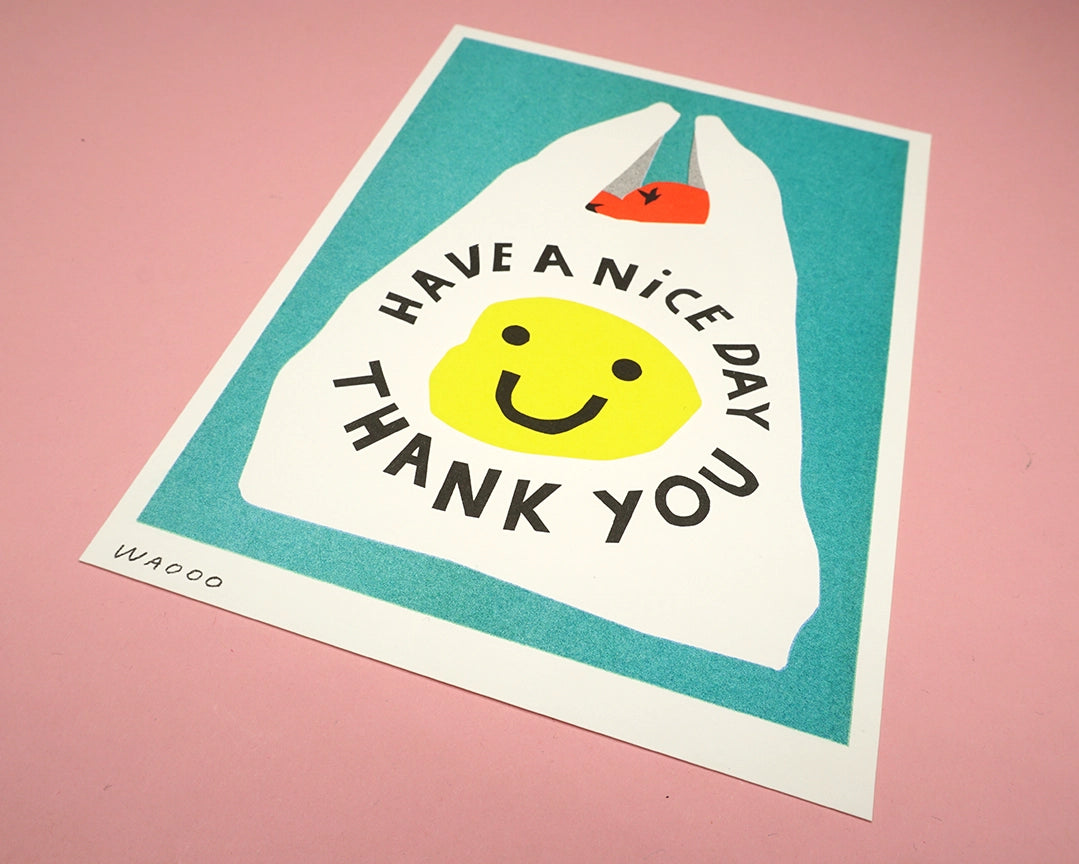 A Thank You Have A Nice Day Shopping Bag Risograph Print