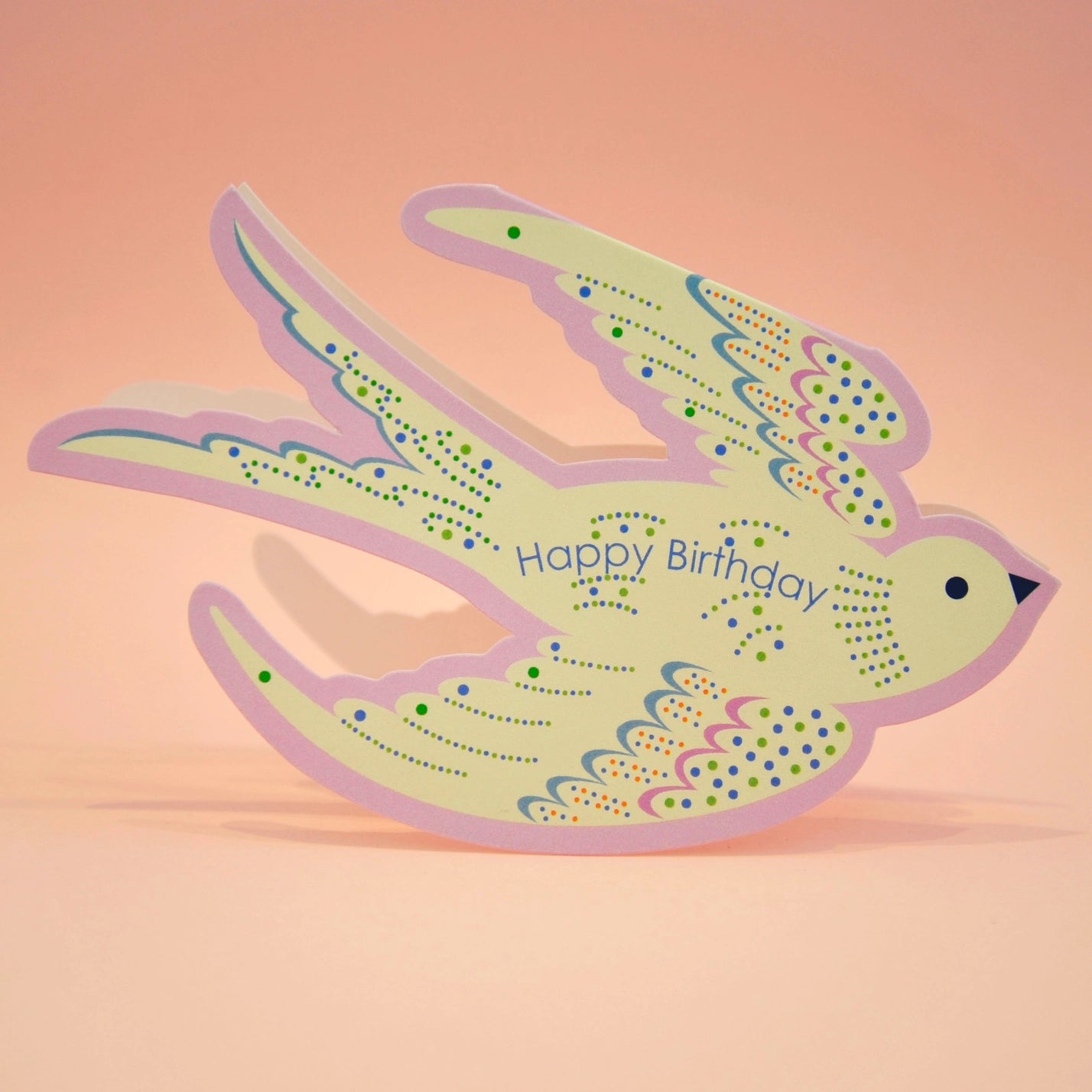 Whimsical Rocking Bird Happy Birthday Die Cut Card