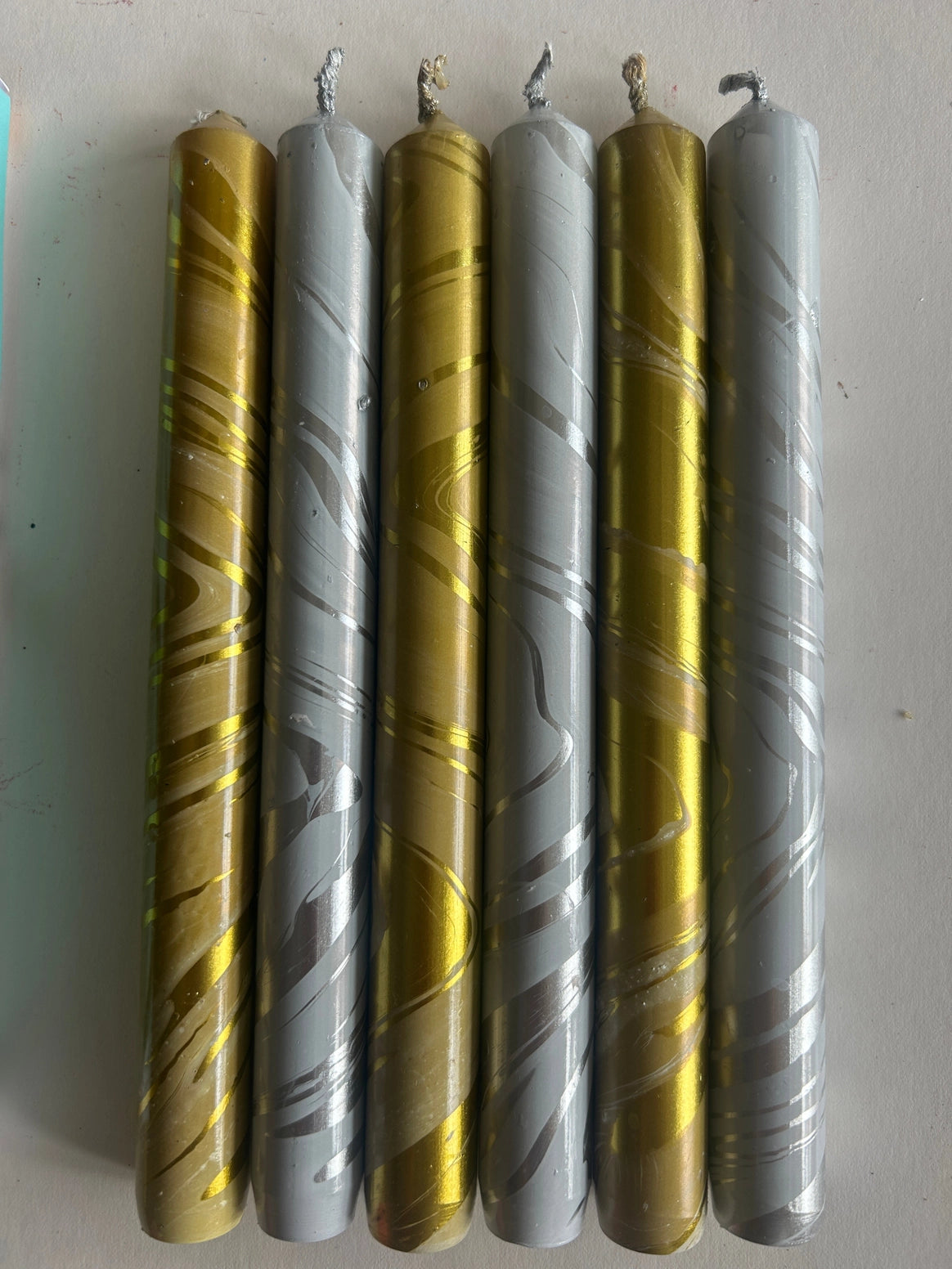 Metallic Marbled Foil - Champagne and Snow - Set of 6
