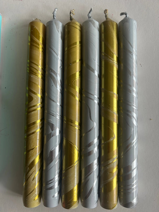 Metallic Marbled Foil - Champagne and Snow - Set of 6