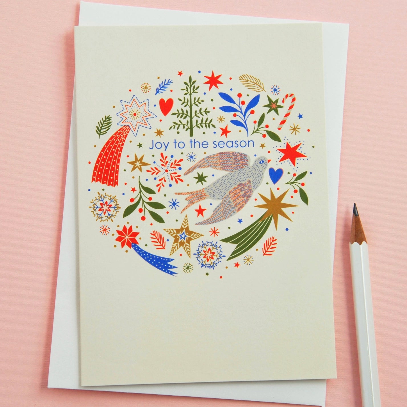 Joy To the Season Bird & Stars Christmas Greetings Card
