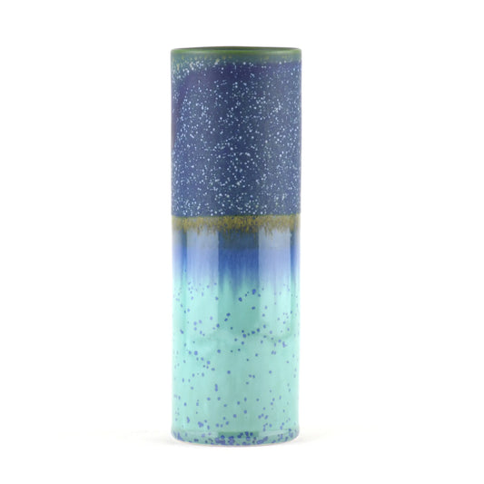 Cylinder Vase in Midnight and Speckled Aqua