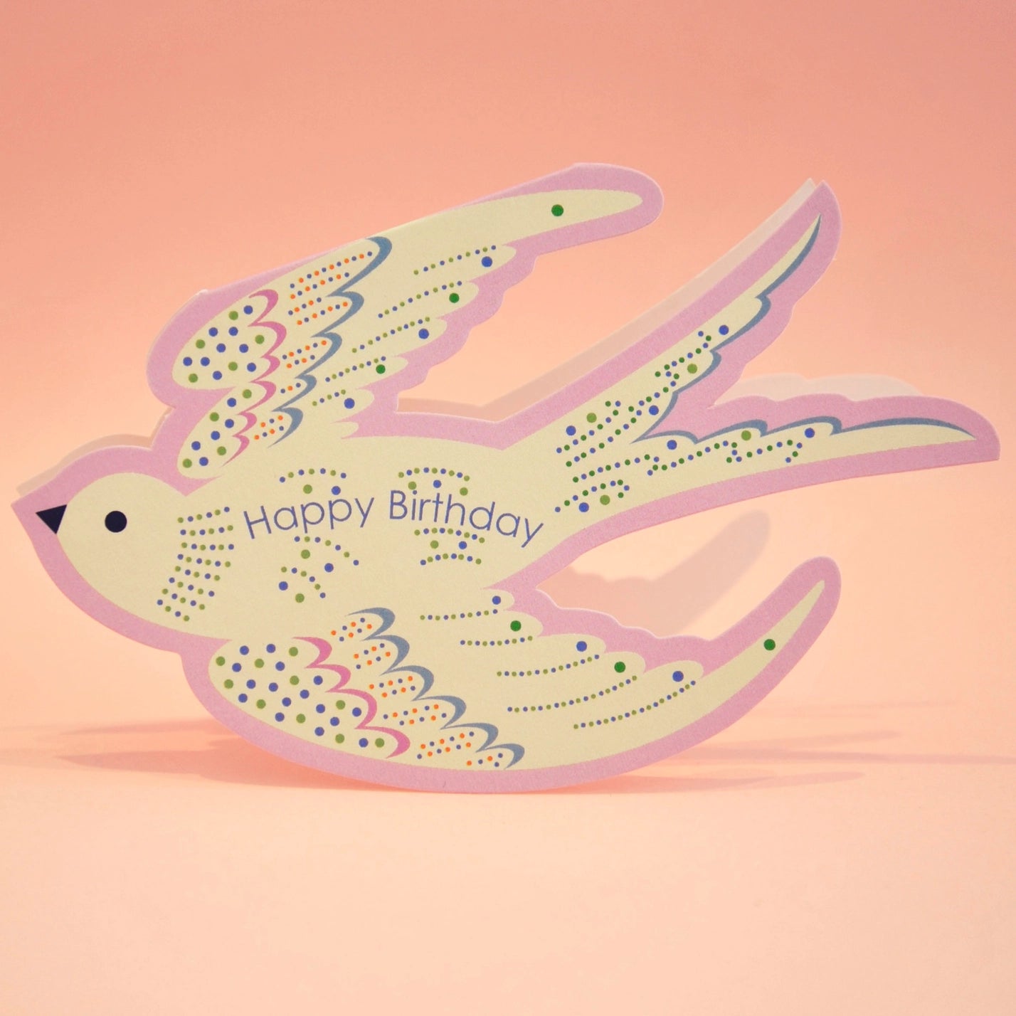 Whimsical Rocking Bird Happy Birthday Die Cut Card