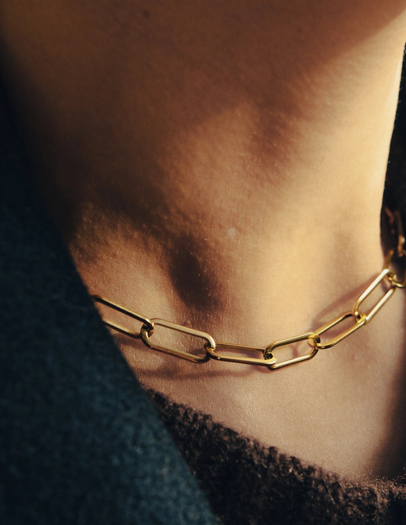 Chunky Chain Link Necklace in Gold