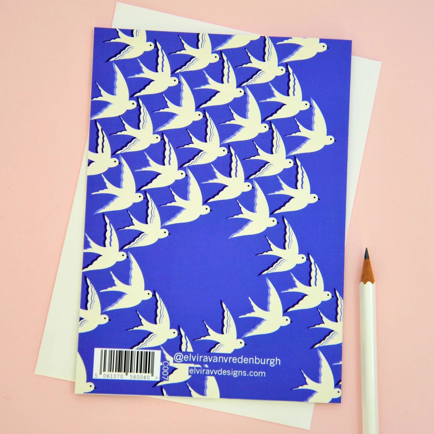 Birds Inflight in Blue Greetings Card