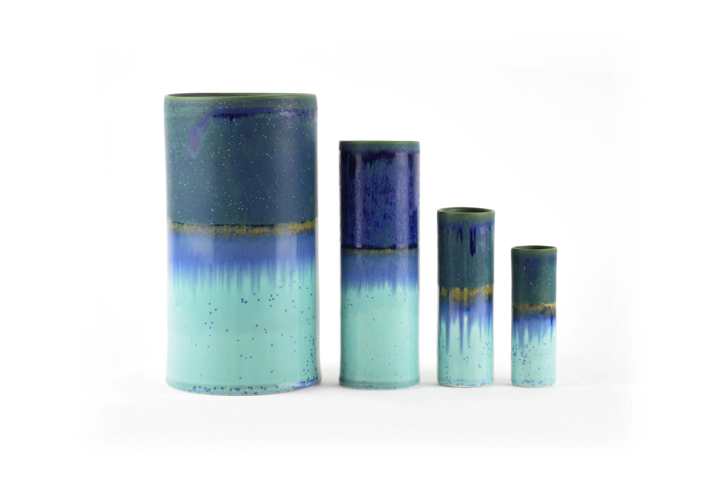 Cylinder Vase in Midnight and Speckled Aqua