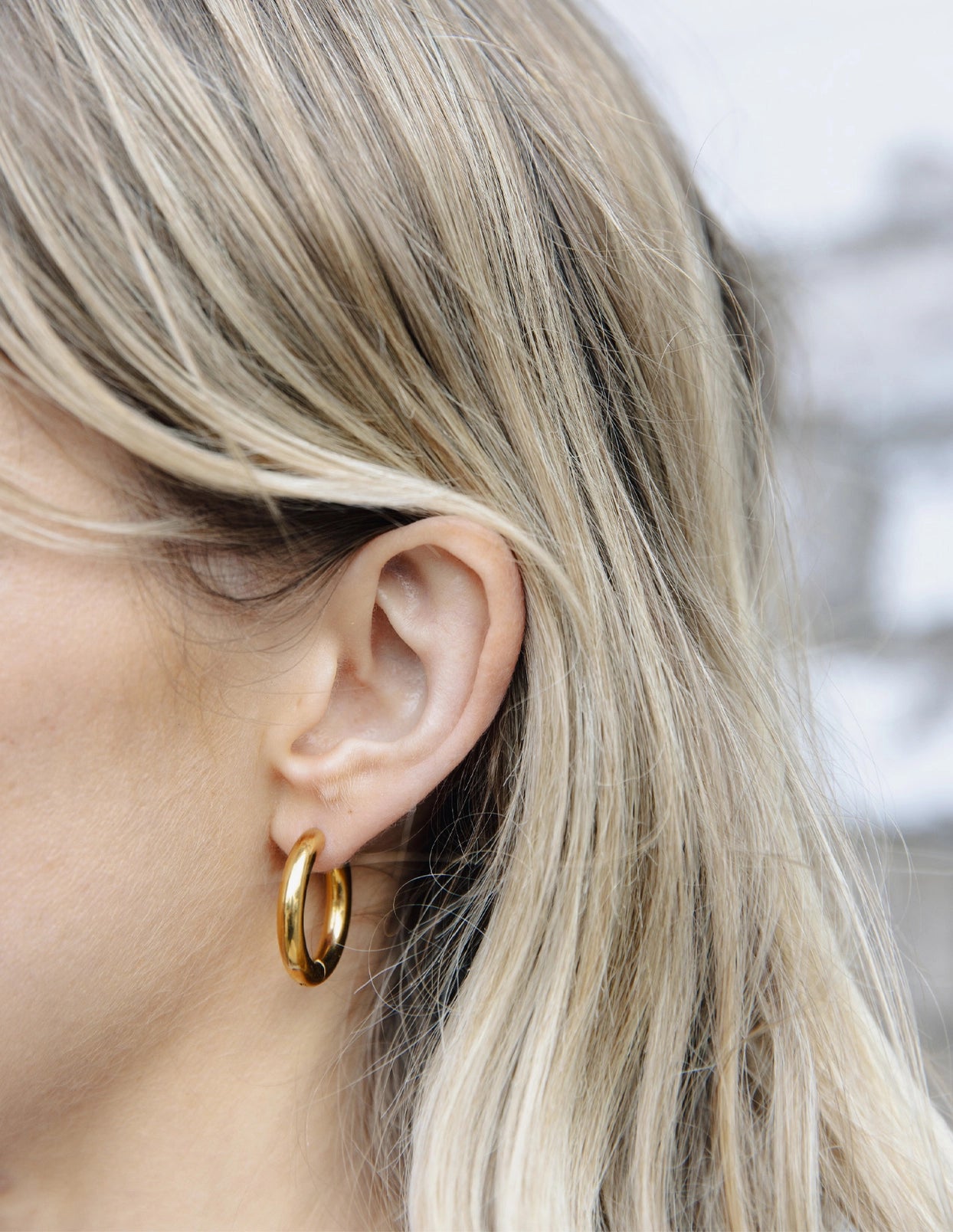 Gold Bold Hoop Earrings, Waterproof