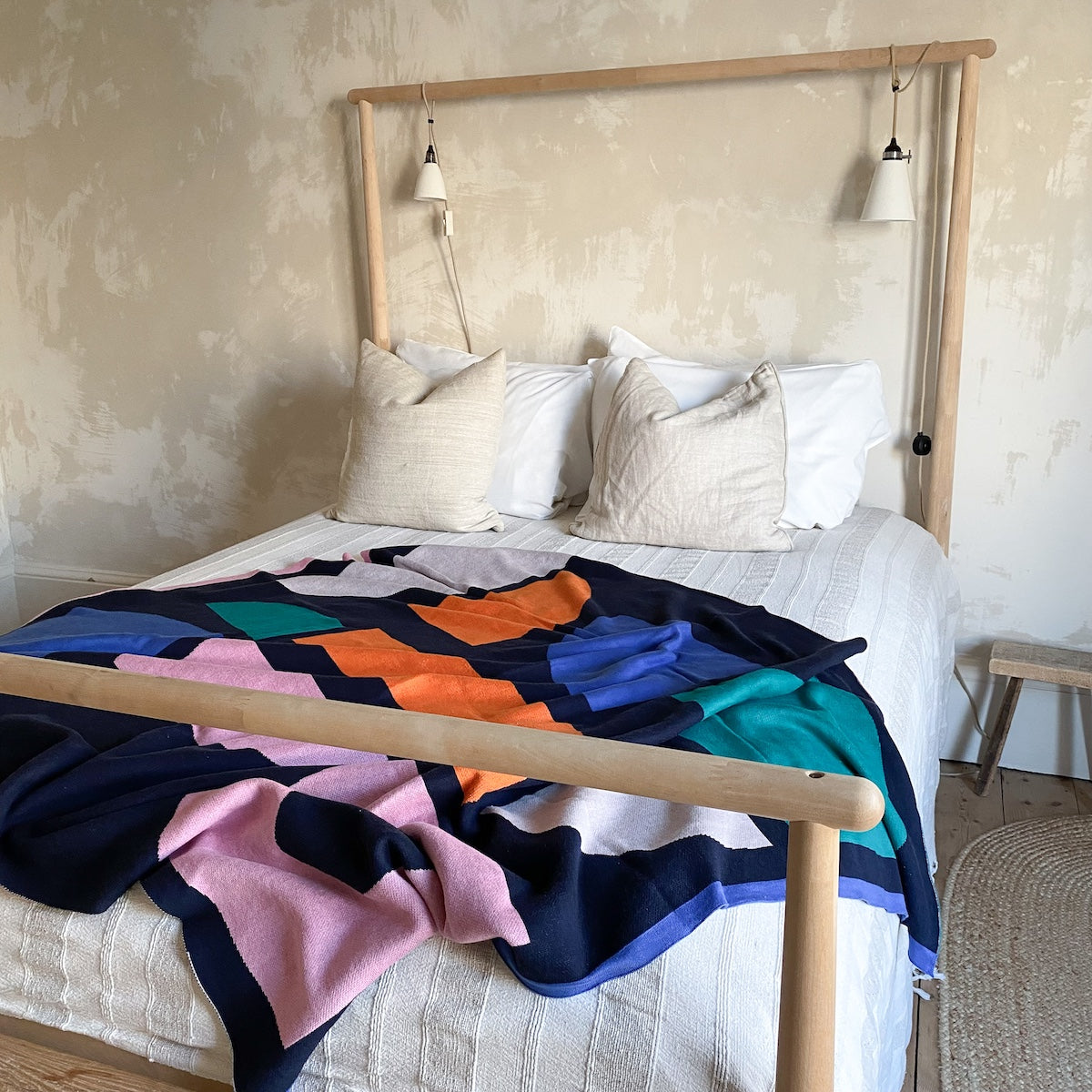 Cotton Knit Throw Blanket: Bruten Bright