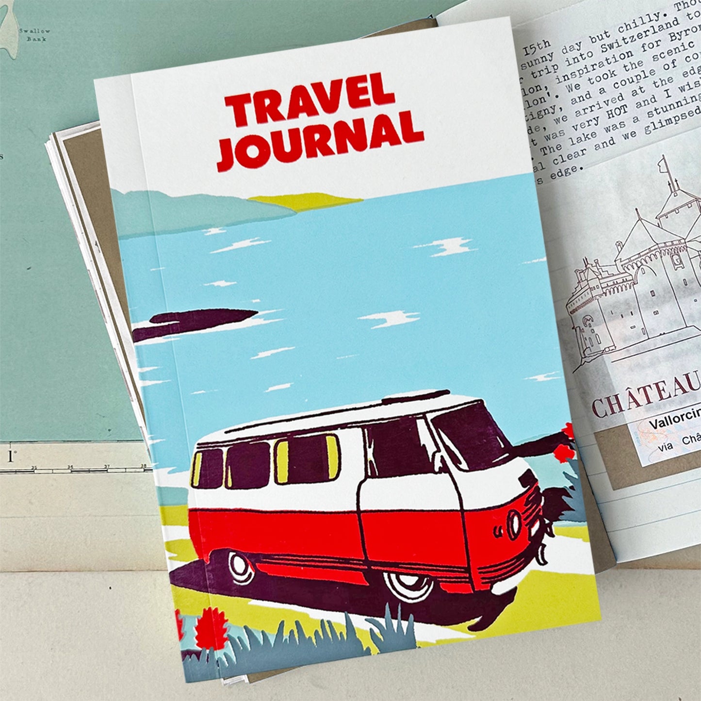 Camper Van Journal with lined, plain and dot grid pages and integrated envelopes